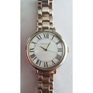 ANNE KLEIN Ripple Dial Roman Numeral Ladies Watch Monogram Strap New Battery
